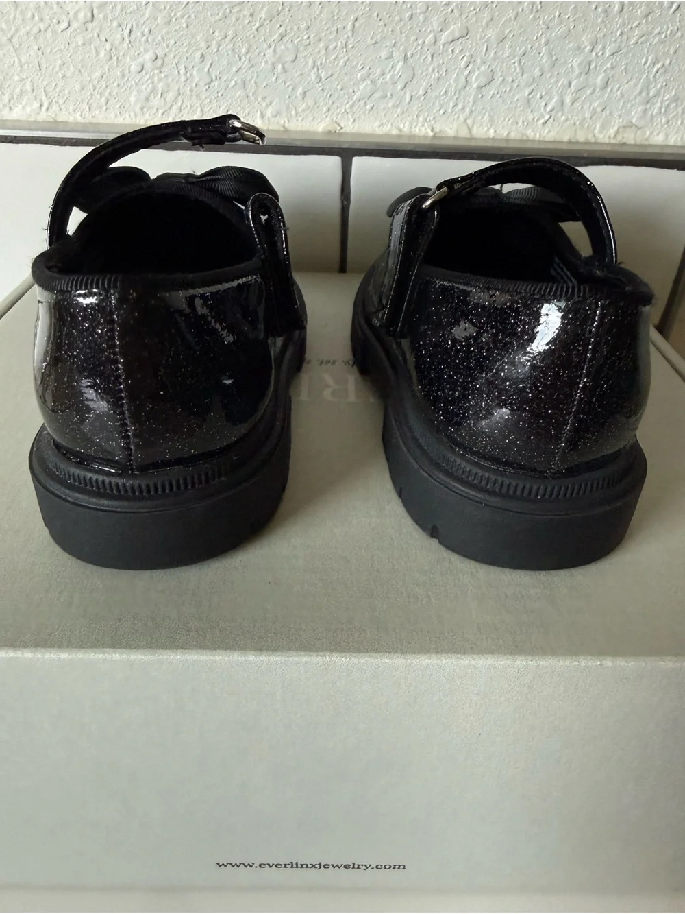 Cato Black Glitter Bow Mary Jane Shoes for Kids
